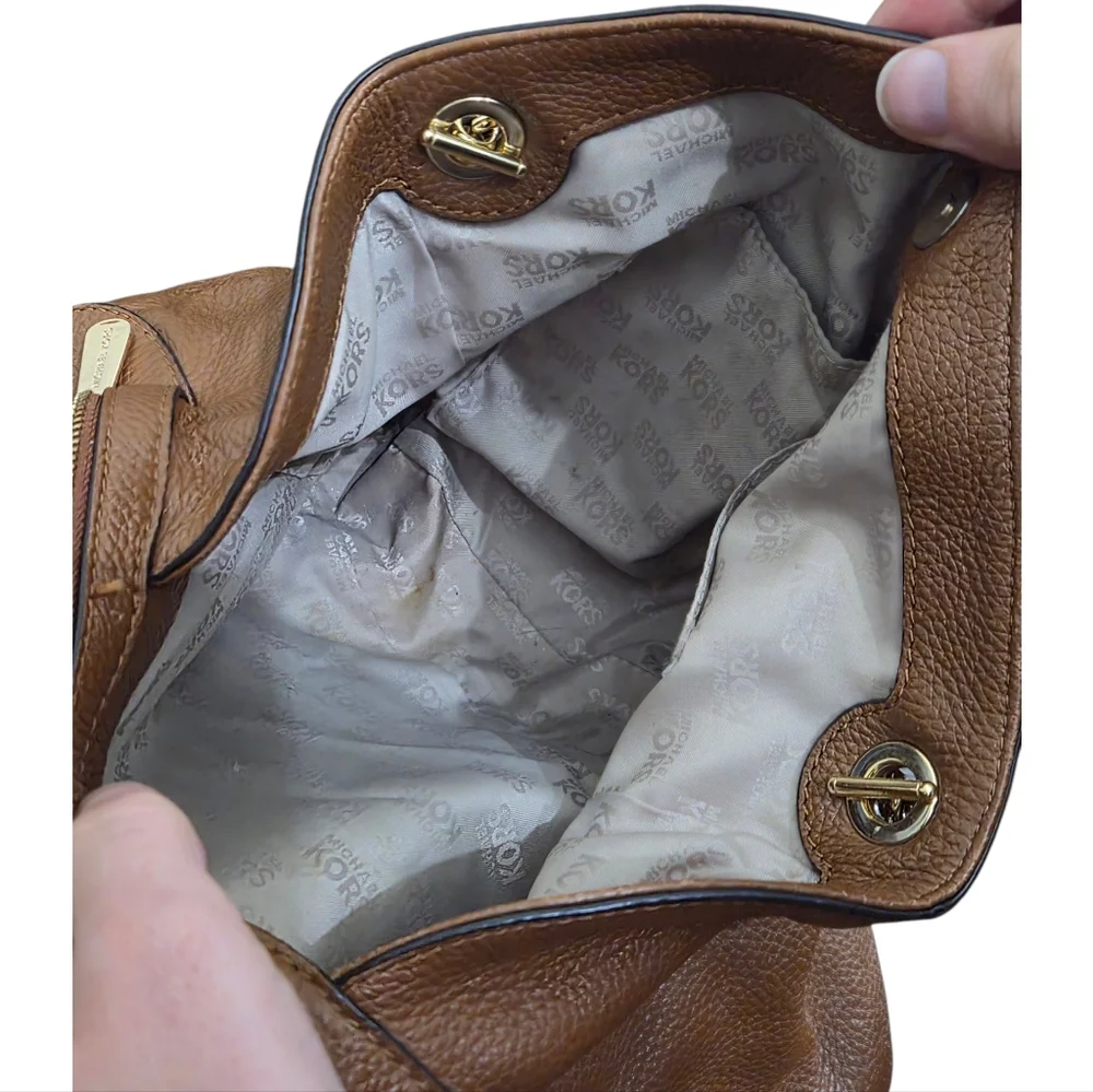 Michael Kors Tan Leather Shoulder Bag with Gold Accents